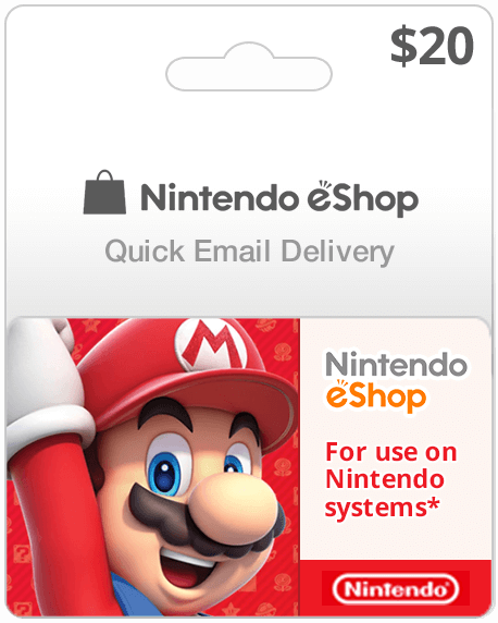 Nintendo $20 outlet card